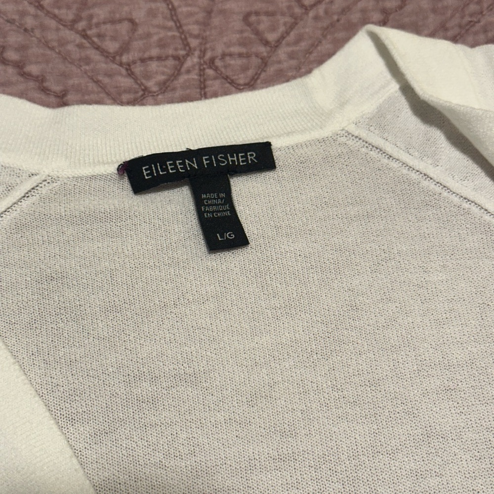 Eileen Fisher, white, long open cardigan - Picture 11 of 12